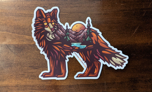 Fox shaped nature scene sticker by Nowhereland