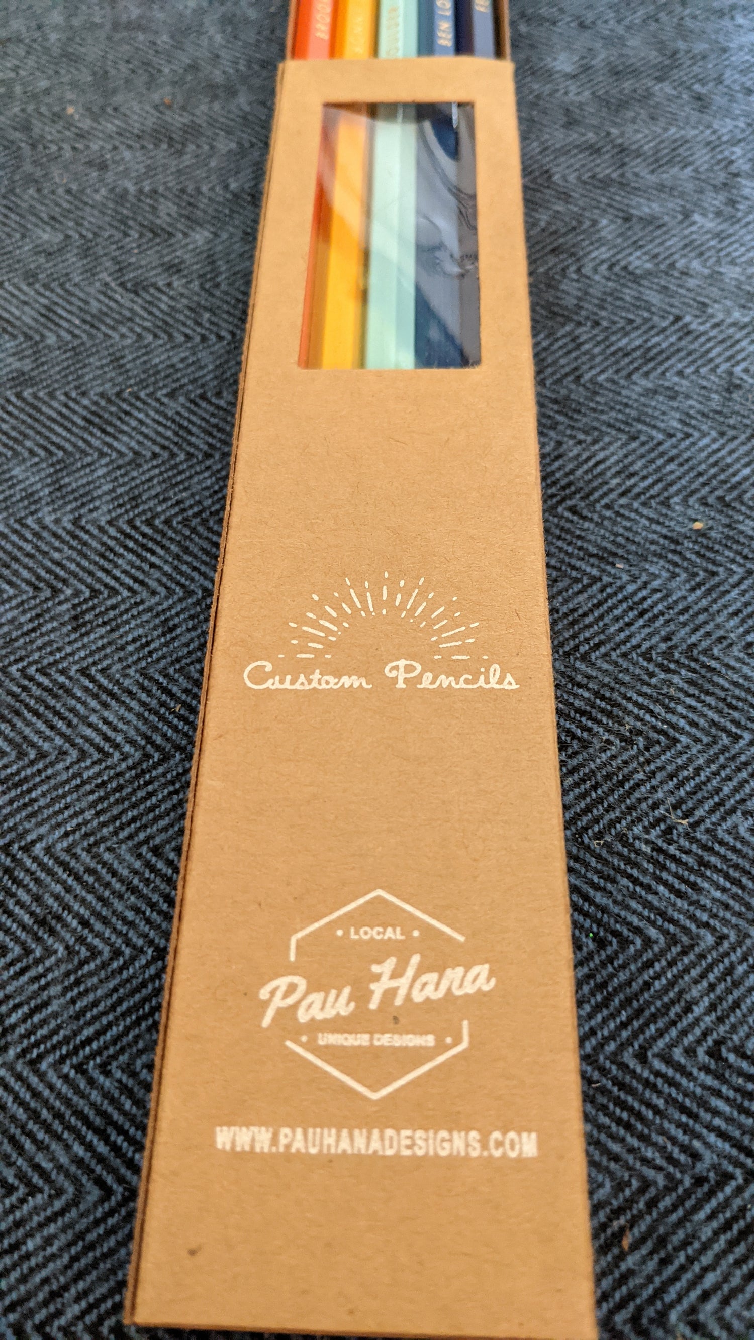 Paper packaging of SLV pencil pack by Pau Hana Designs