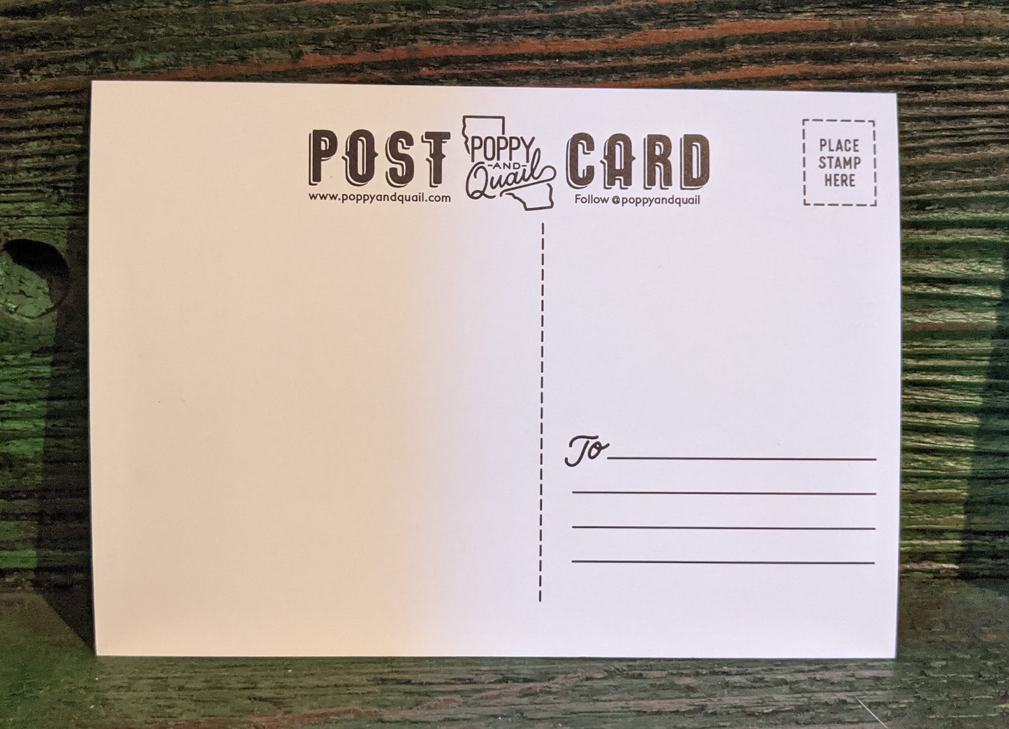 Postcard back by Poppy & Quail