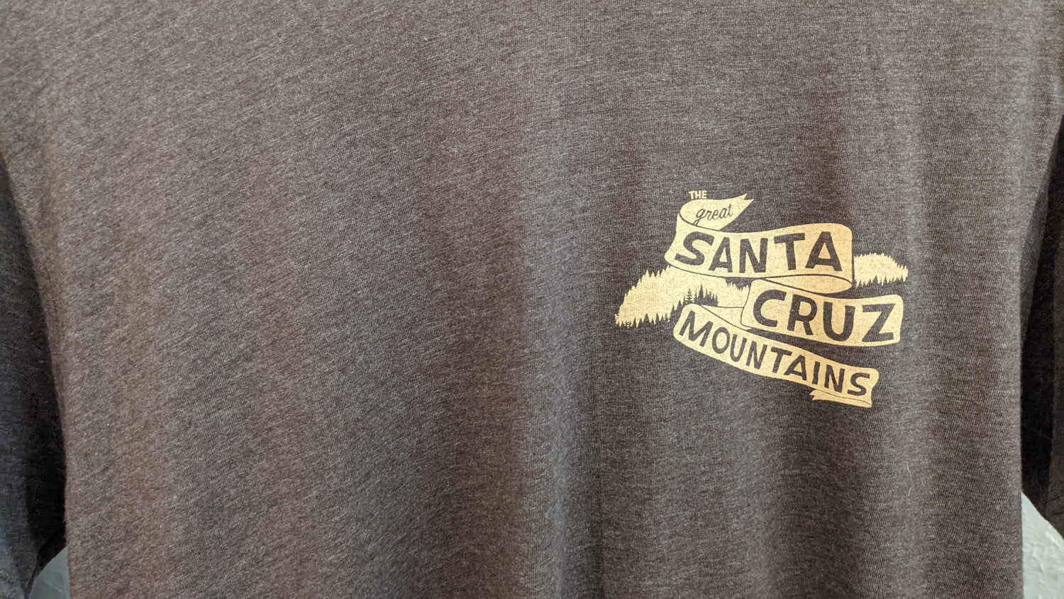 Close up of shirt front by Great Santa Cruz Mountains