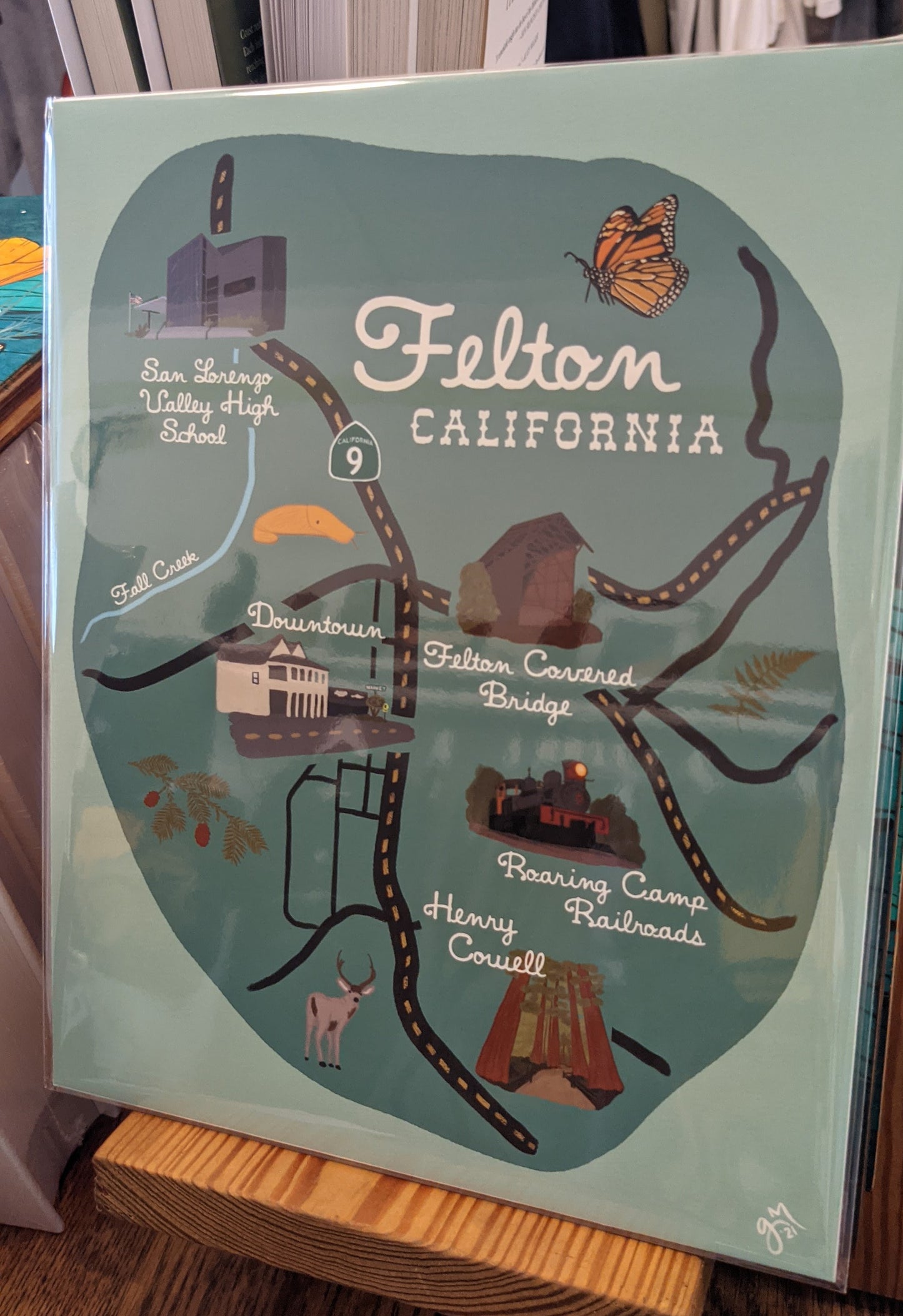 Felton California illustrated map print by Pau Hana Designs