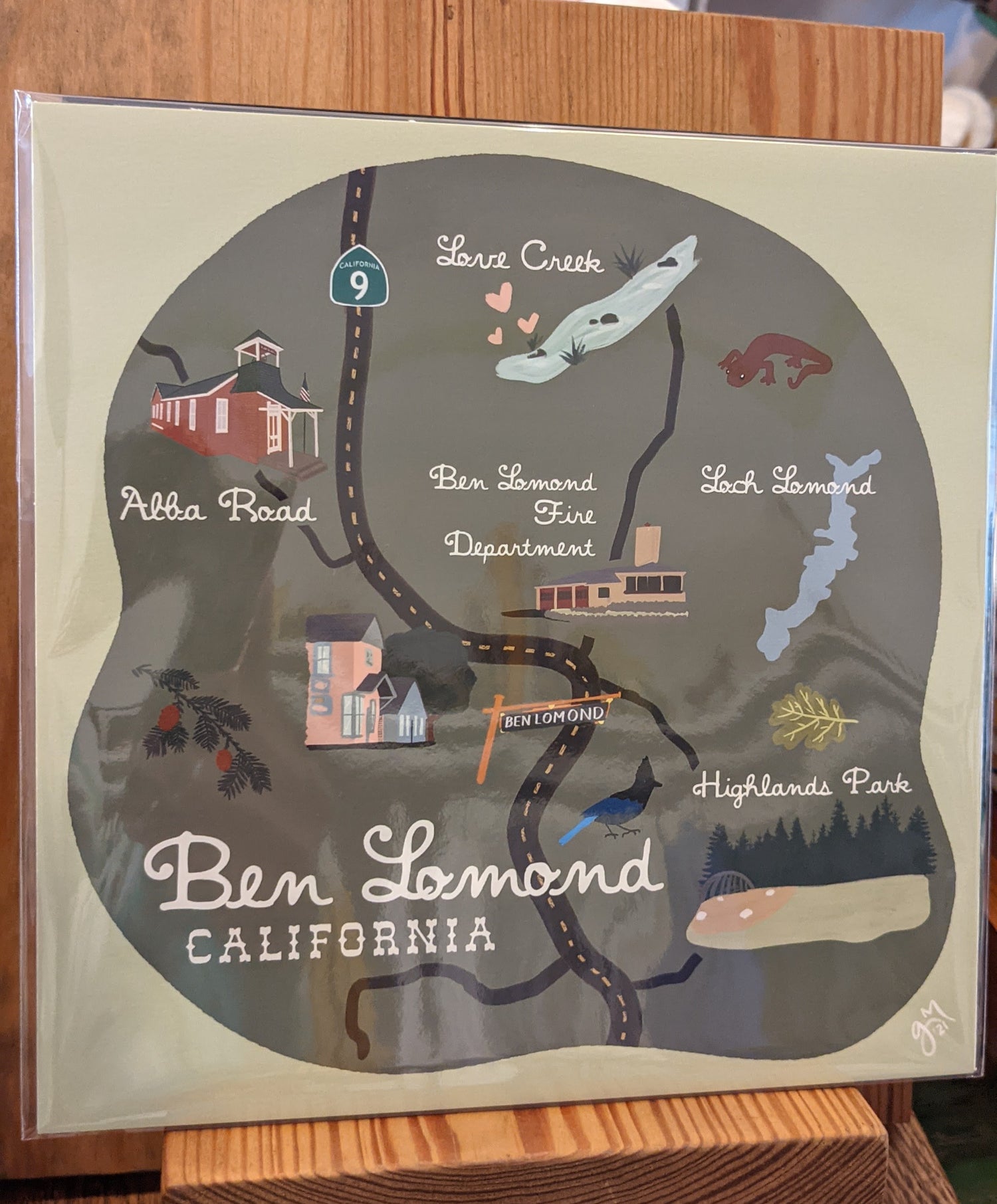 Ben Lomond California illustrated map print by Pau Hana Designs