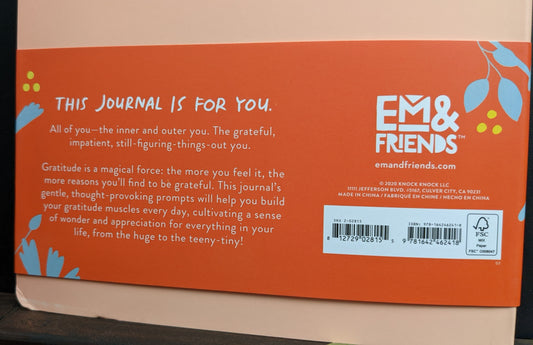 Back of gratitude journal by Emily McDowell