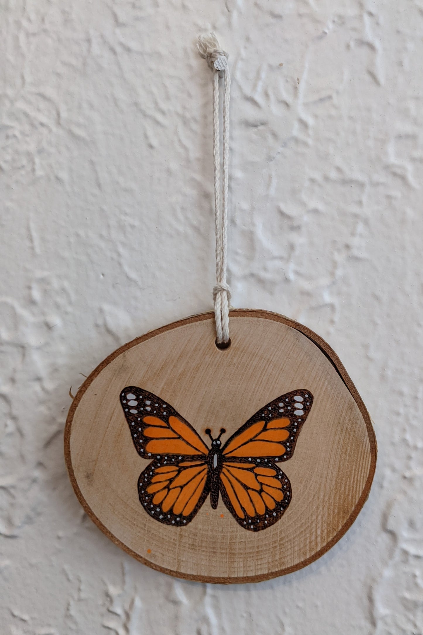 Wood burned Art by Wood Wanderlust Ornament with Monarch