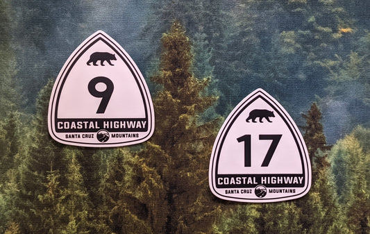 Highway 17 and Highway 9 black and white stickers , by SCM Clothing