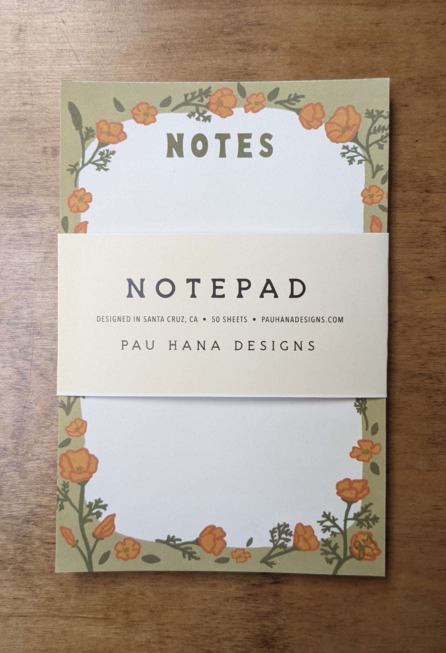 Poppy notepad by Pau Hana Designs