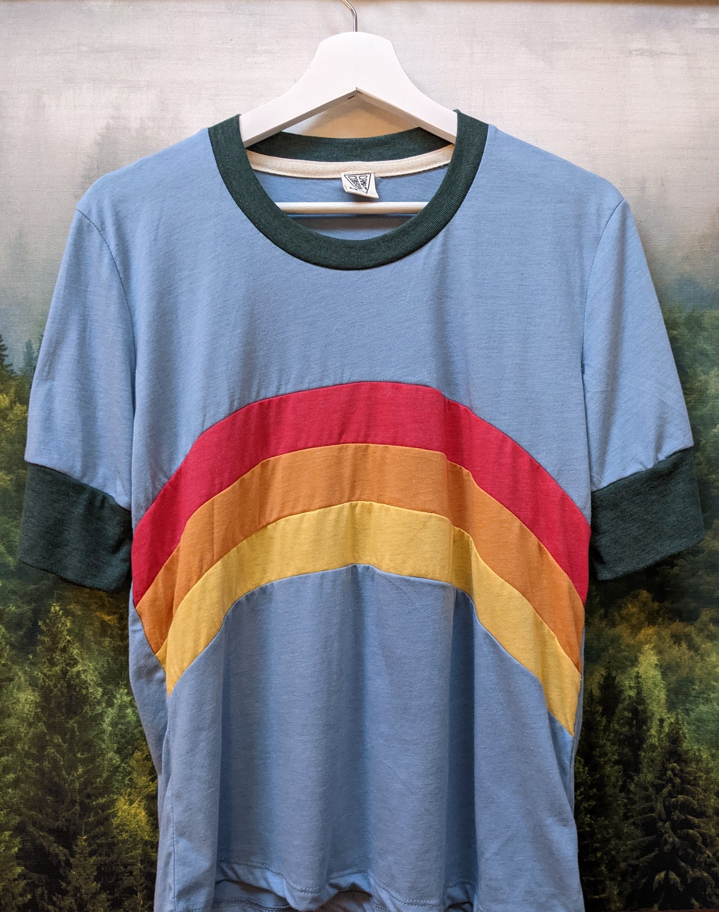 Blue and green shirt by Camp Collection with rainbow on front,  created by Jackie from Present