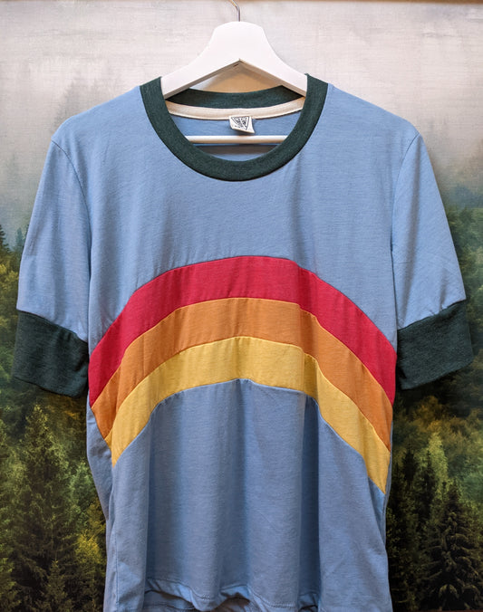 Blue and green shirt by Camp Collection with rainbow on front,  created by Jackie from Present