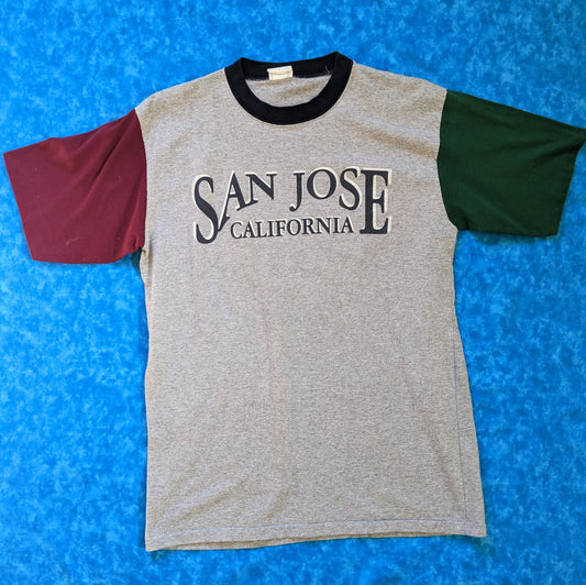 San Jose California Gray Vintage Shirt with Colorblock sleeves