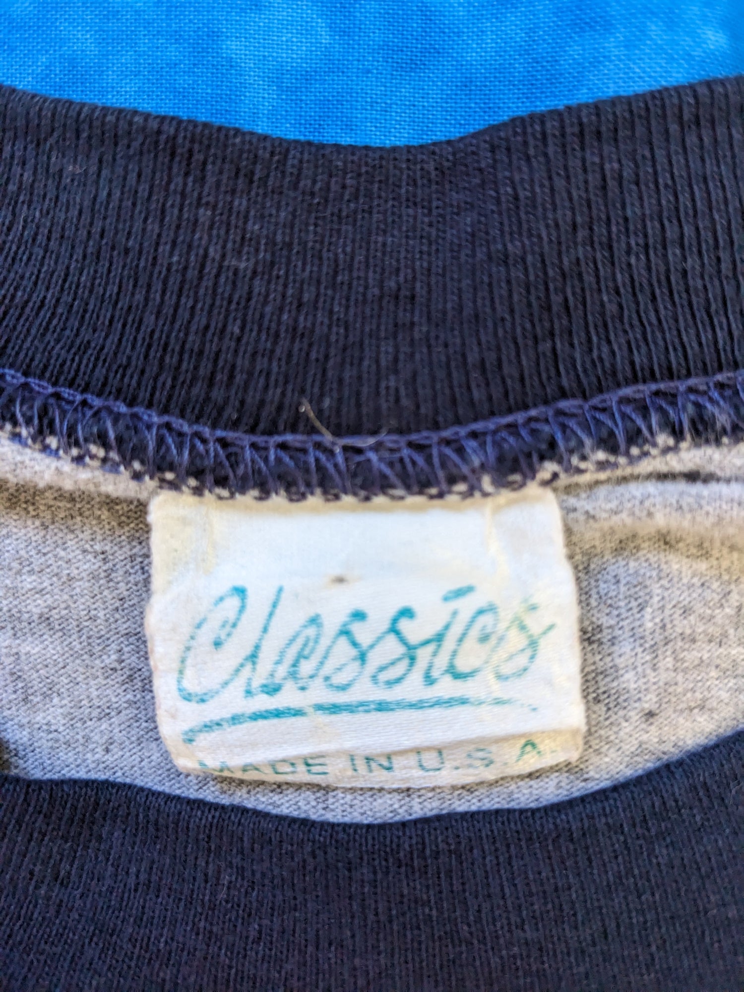 San Jose California Gray Vintage Shirt with Colorblock sleeves tag