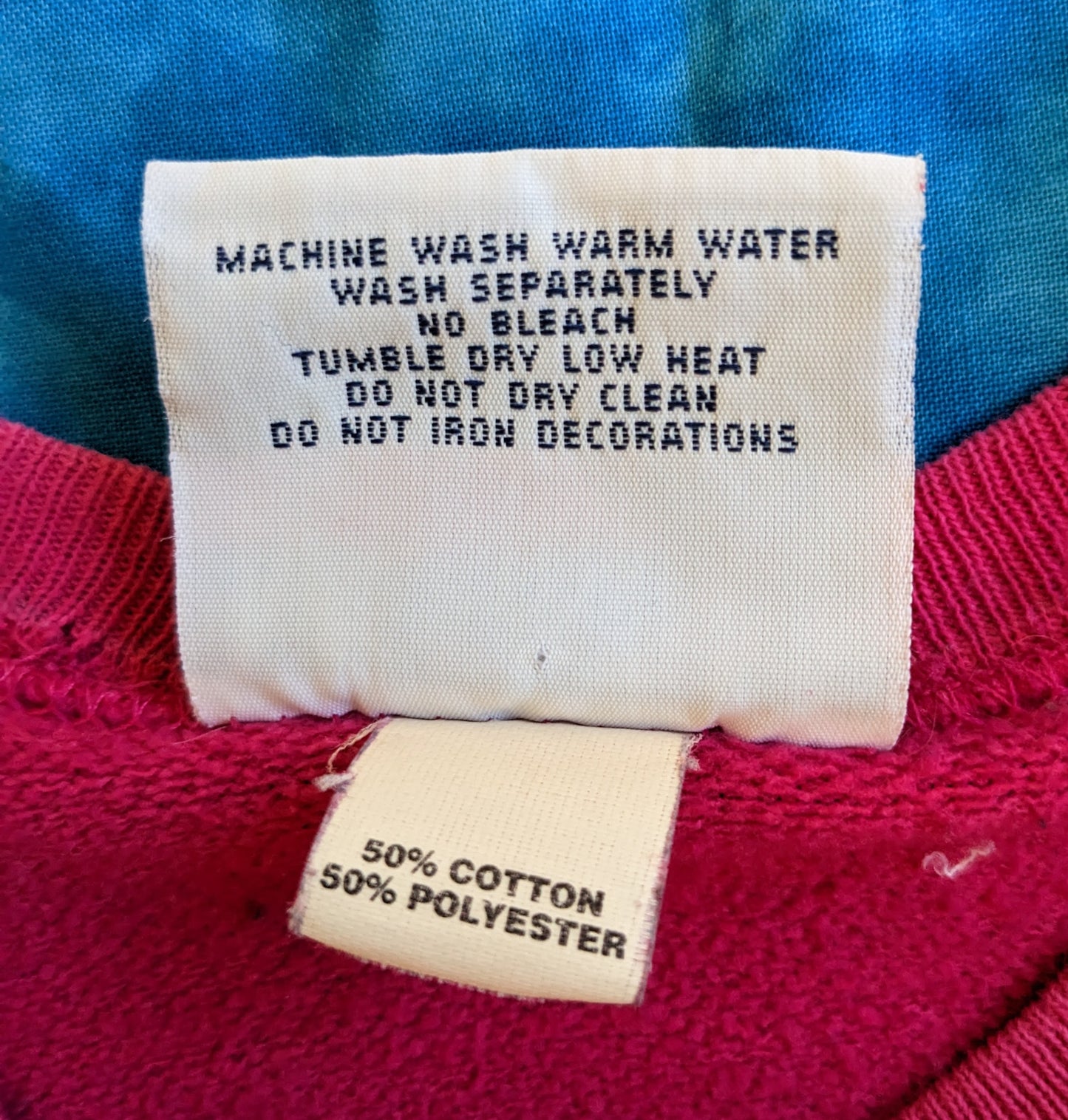 Pink Dandelions Morning Sun Vintage Sweatshirt tag details