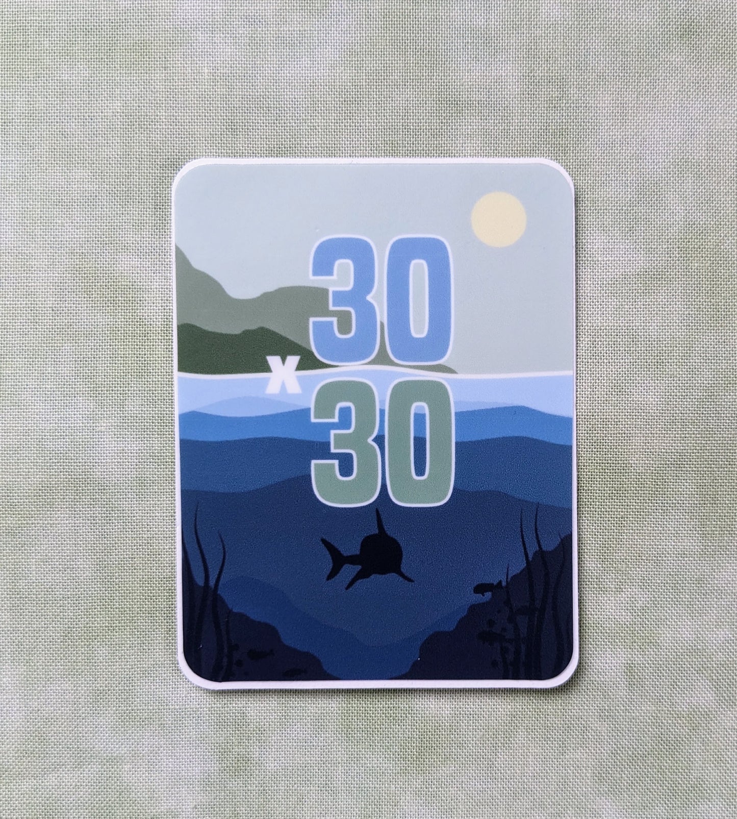 Rectangle sticker with shark ocean and mountain 30x30 design,  created by Jackie from Present