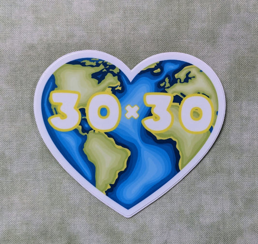 Heart shaped world sticker with 30x30 design, created by Jackie from Present