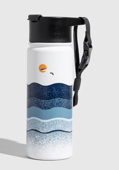 White ocean waves Insulated Travel Bottle by United by Blue