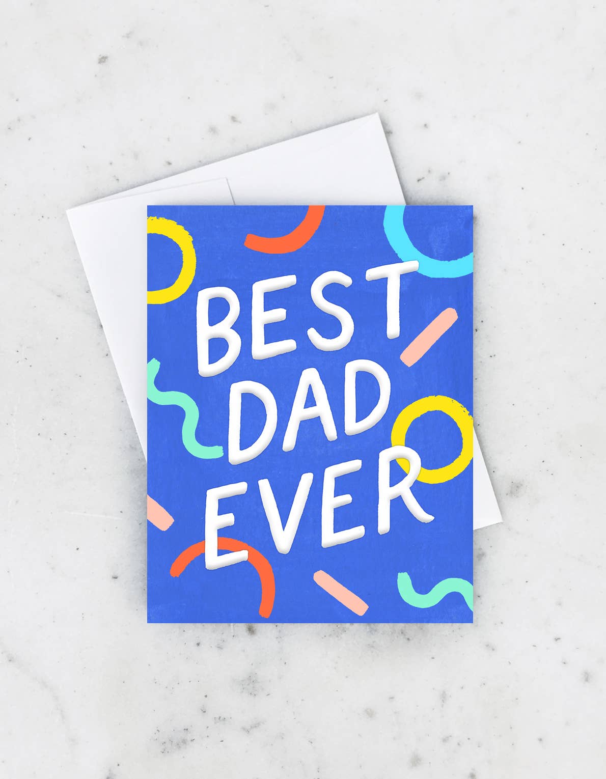 Abstract colorful squiggles greeting card that reads Best Dad Ever by Idlewild