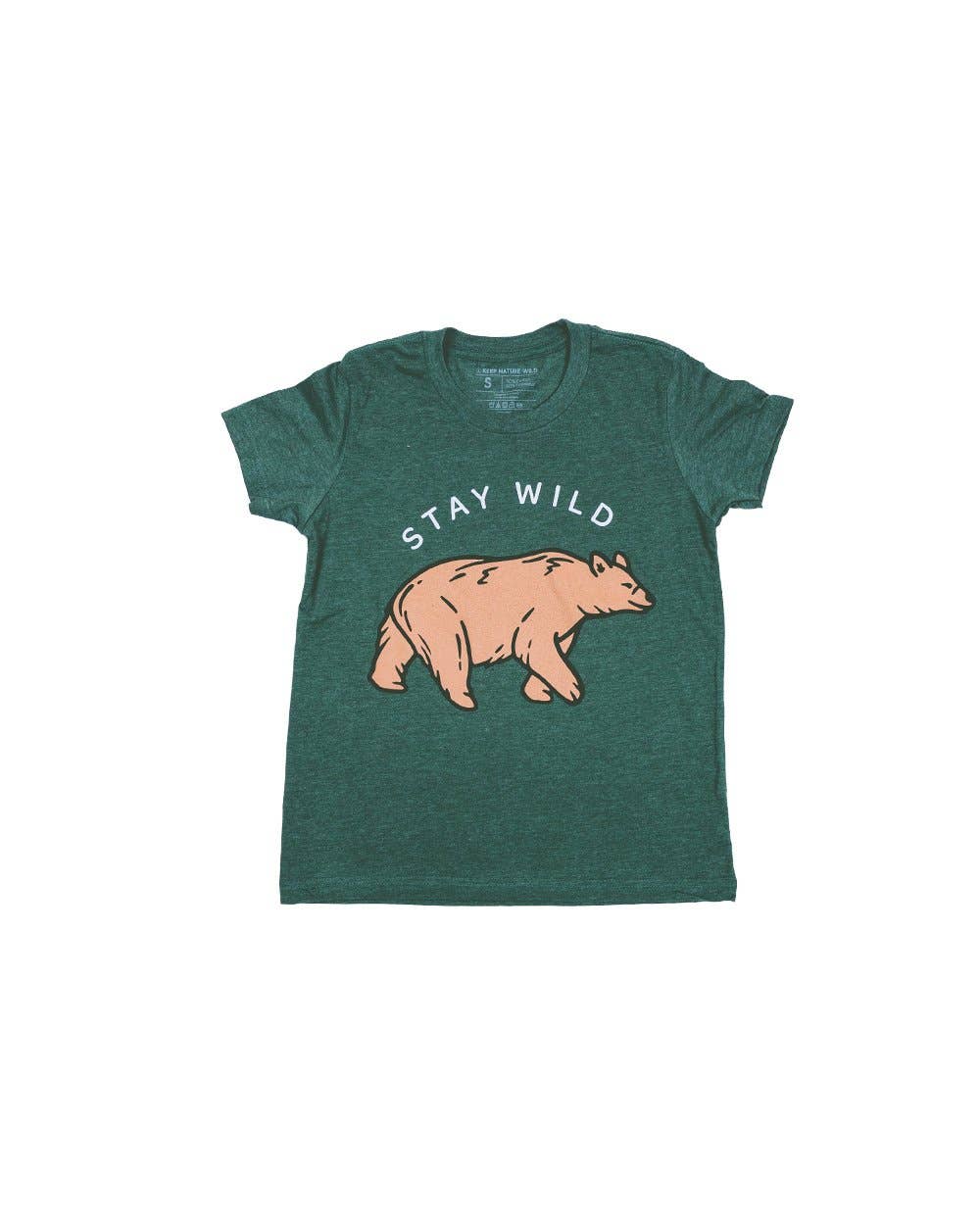Stay Wild green youth bear shirt by Keep Nature Wild