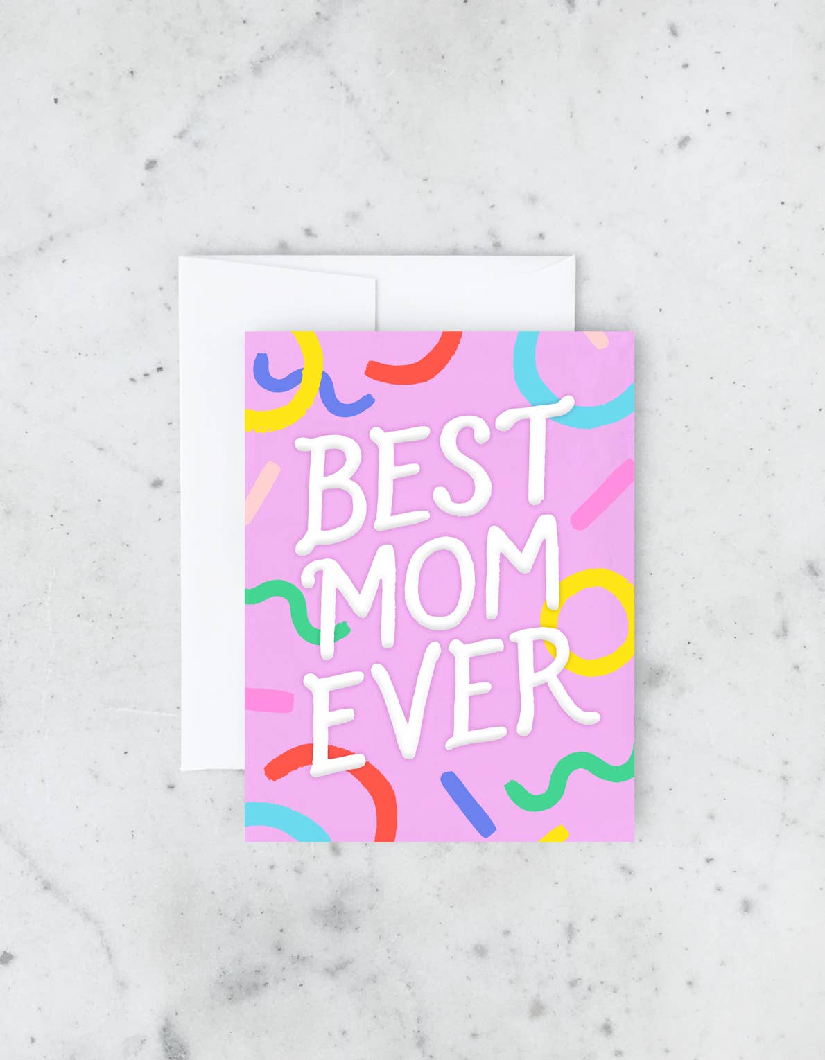 Abstract colorful squiggles greeting card reading Best Mom Ever by Idlewild