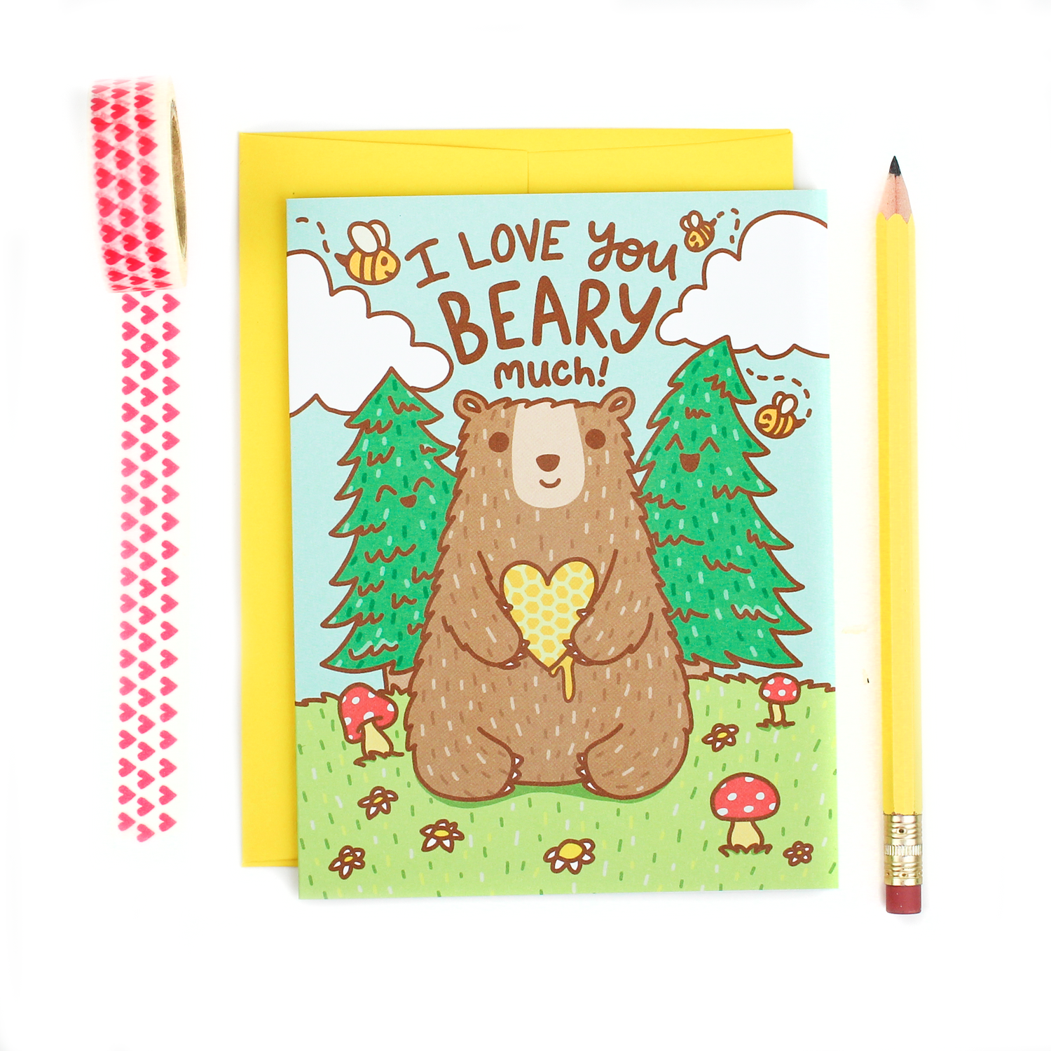 I love you Beary much card with yellow envelope by Turtle's Soup
