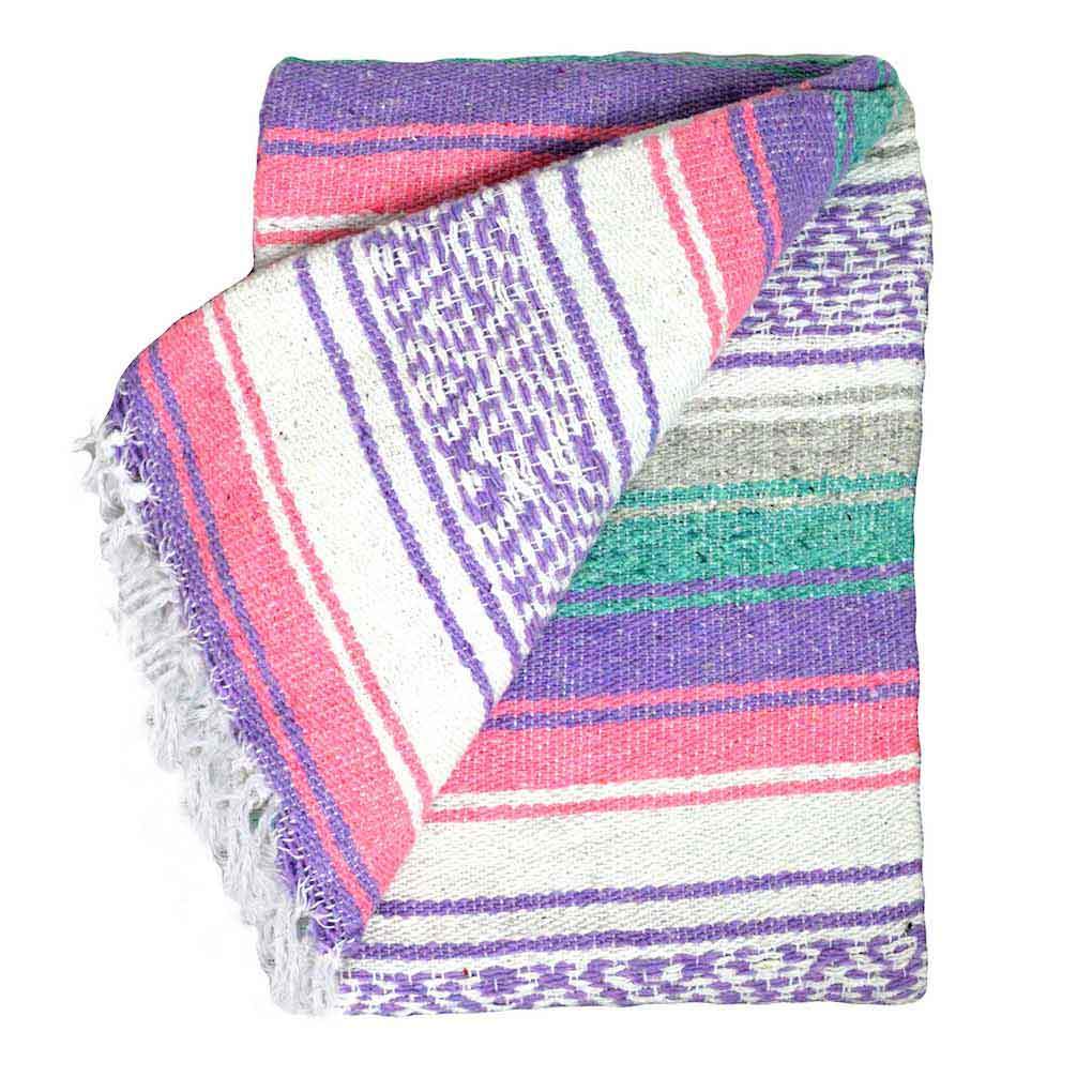 Westpath Mexican Falsa Blanket in mint, pink and purple