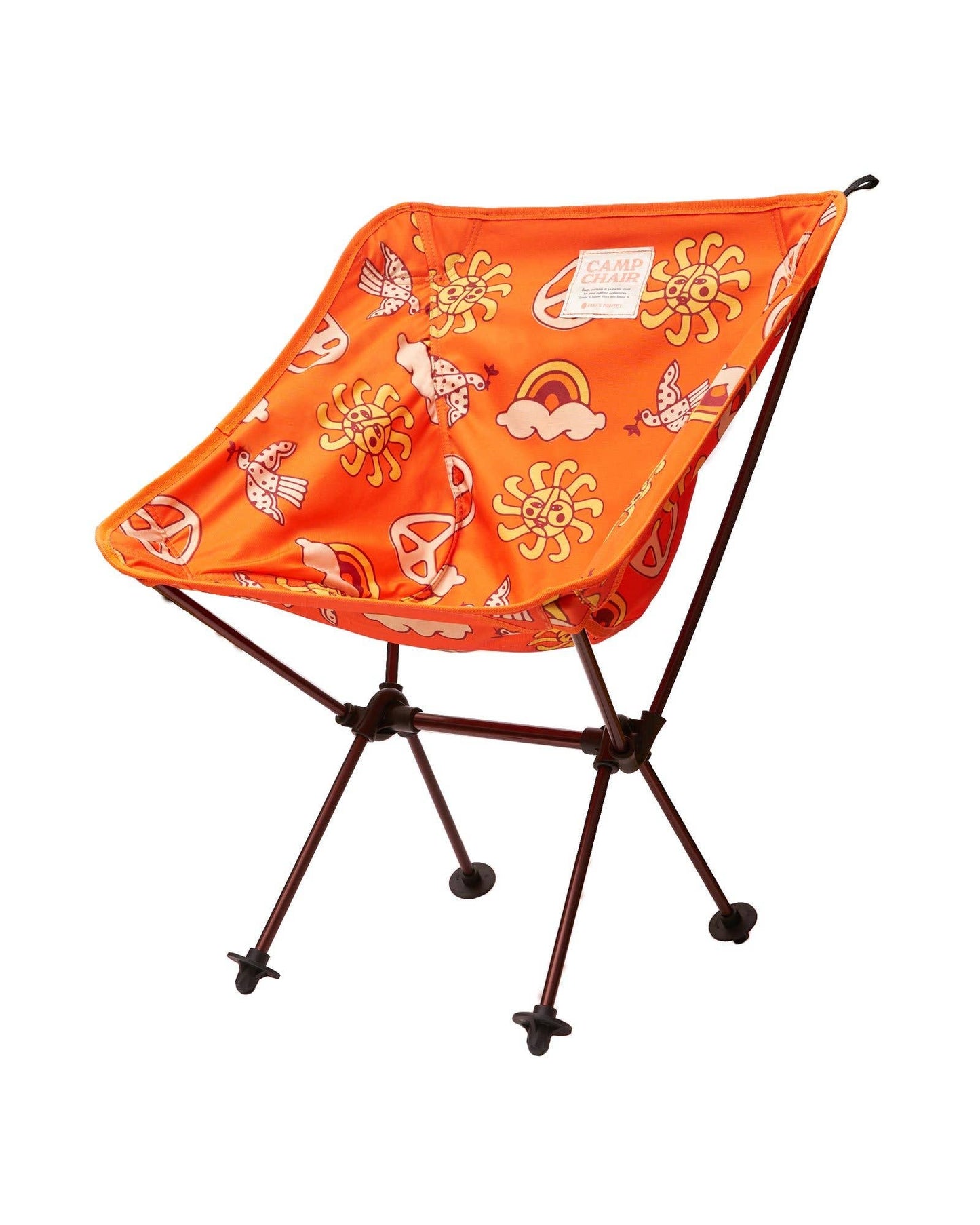 Orange peace signs and sunshine packable camp chair by Parks Project