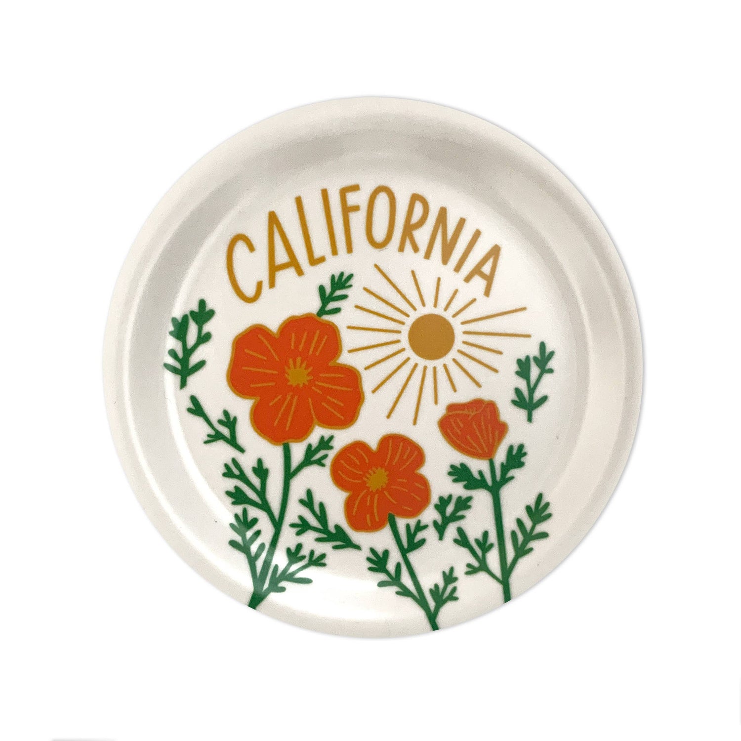 Mini wooden white tray with poppies, sunshine and California