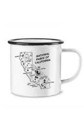 White and black National Parks of California enamel mug by Parks Project