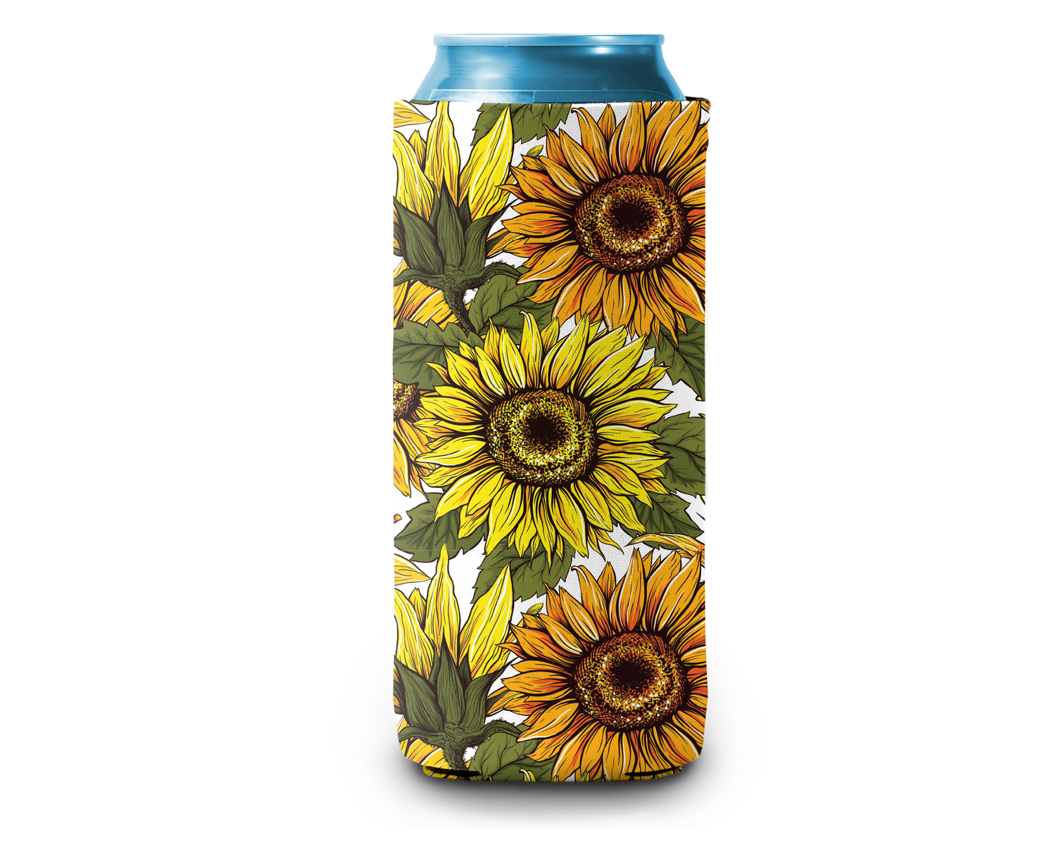 Slim Can Cooler by Skumps with sunflowers