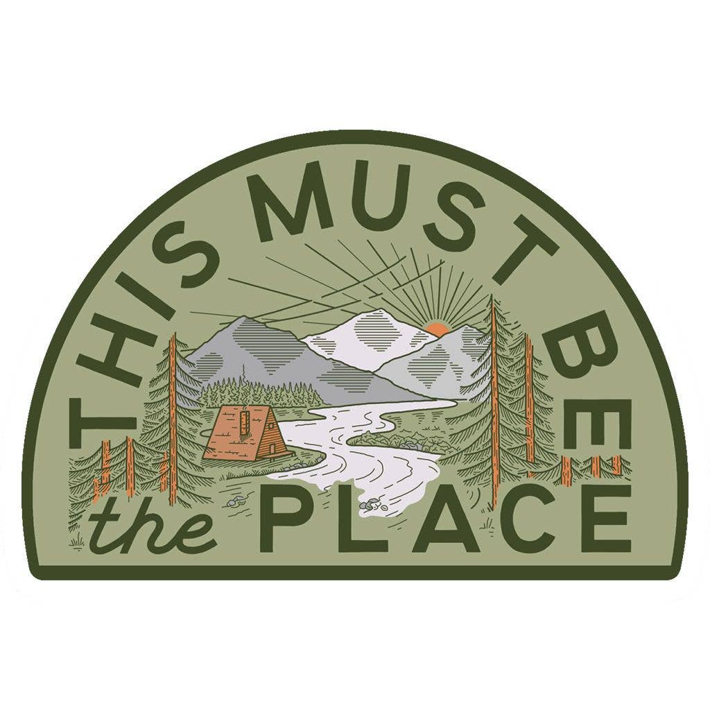 This Must be the Place Mountain scene sticker by Trek Light Gear