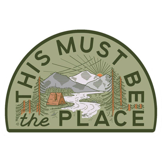 This Must be the Place Mountain scene sticker by Trek Light Gear