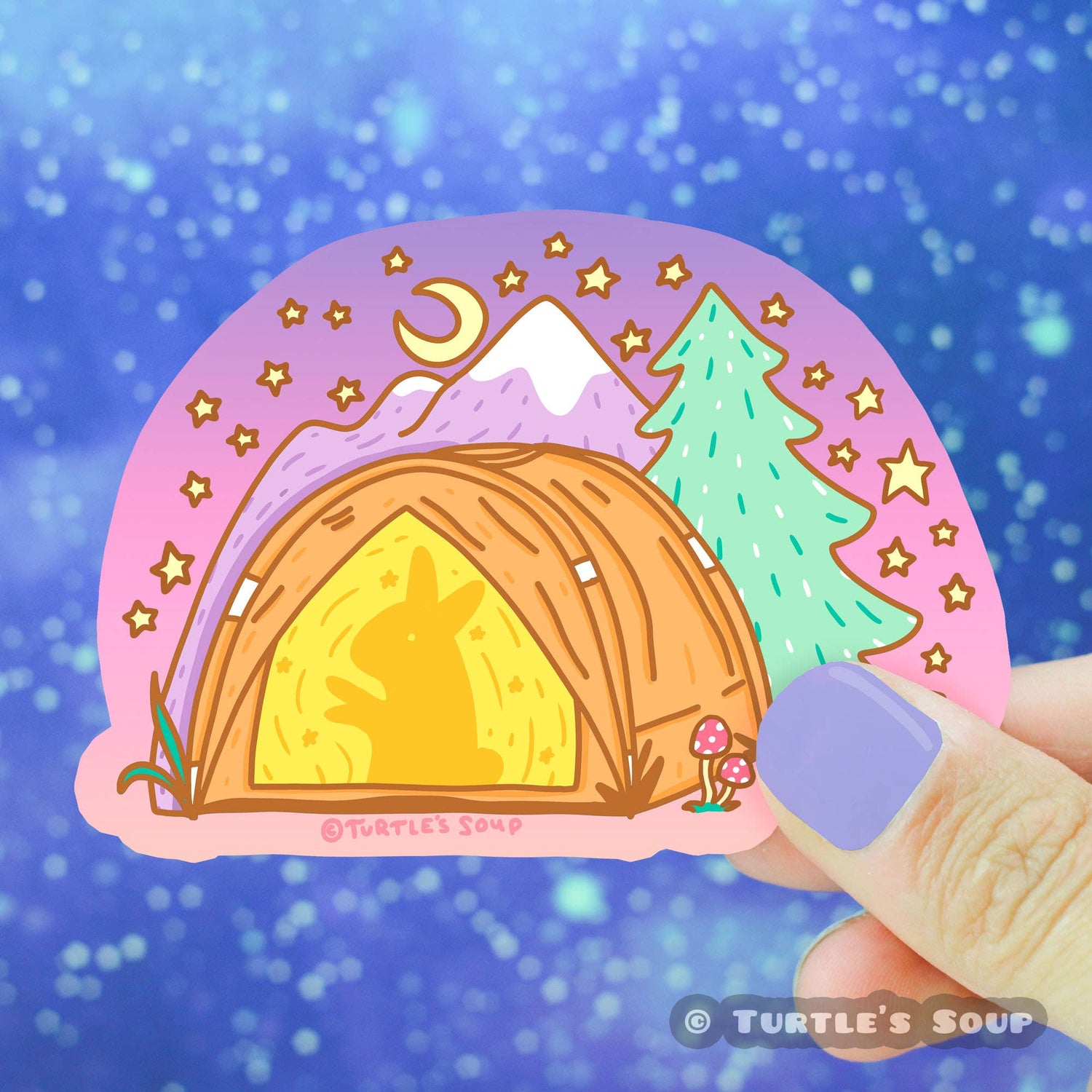 Camping bunny night time tent sticker by Turtle's Soup