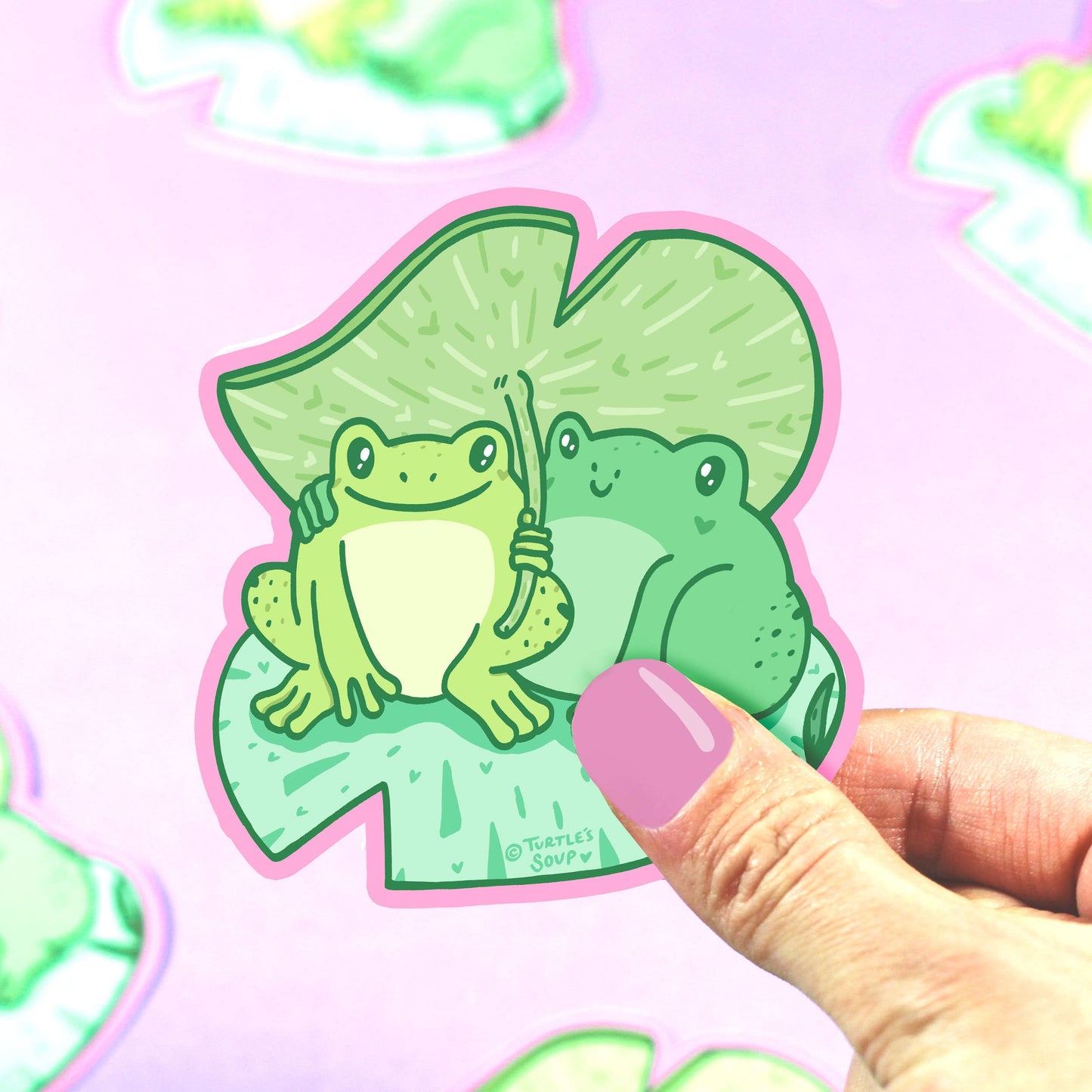 Frogs on a lilypad sticker by Turtle's Soup