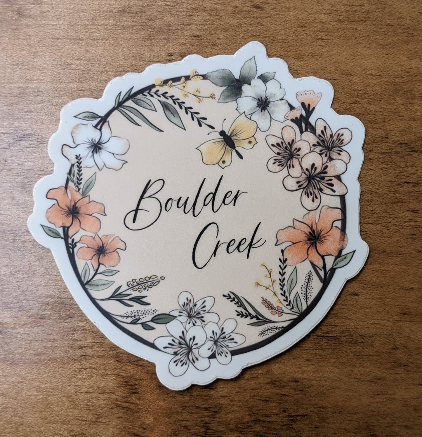 Round Boulder Creek floral sticker by Orchid + Pine Studio