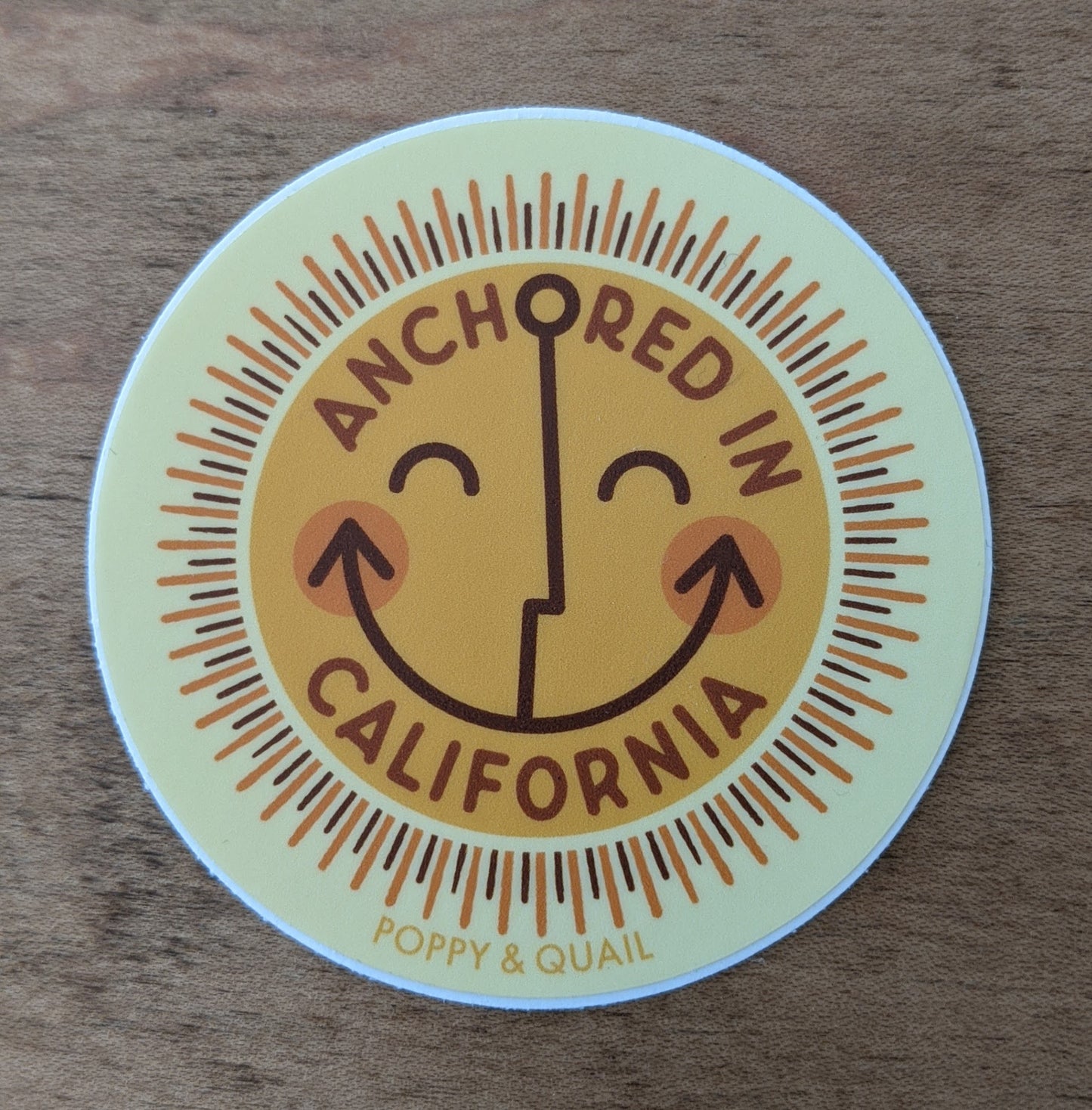Anchored in CA sunshine sticker