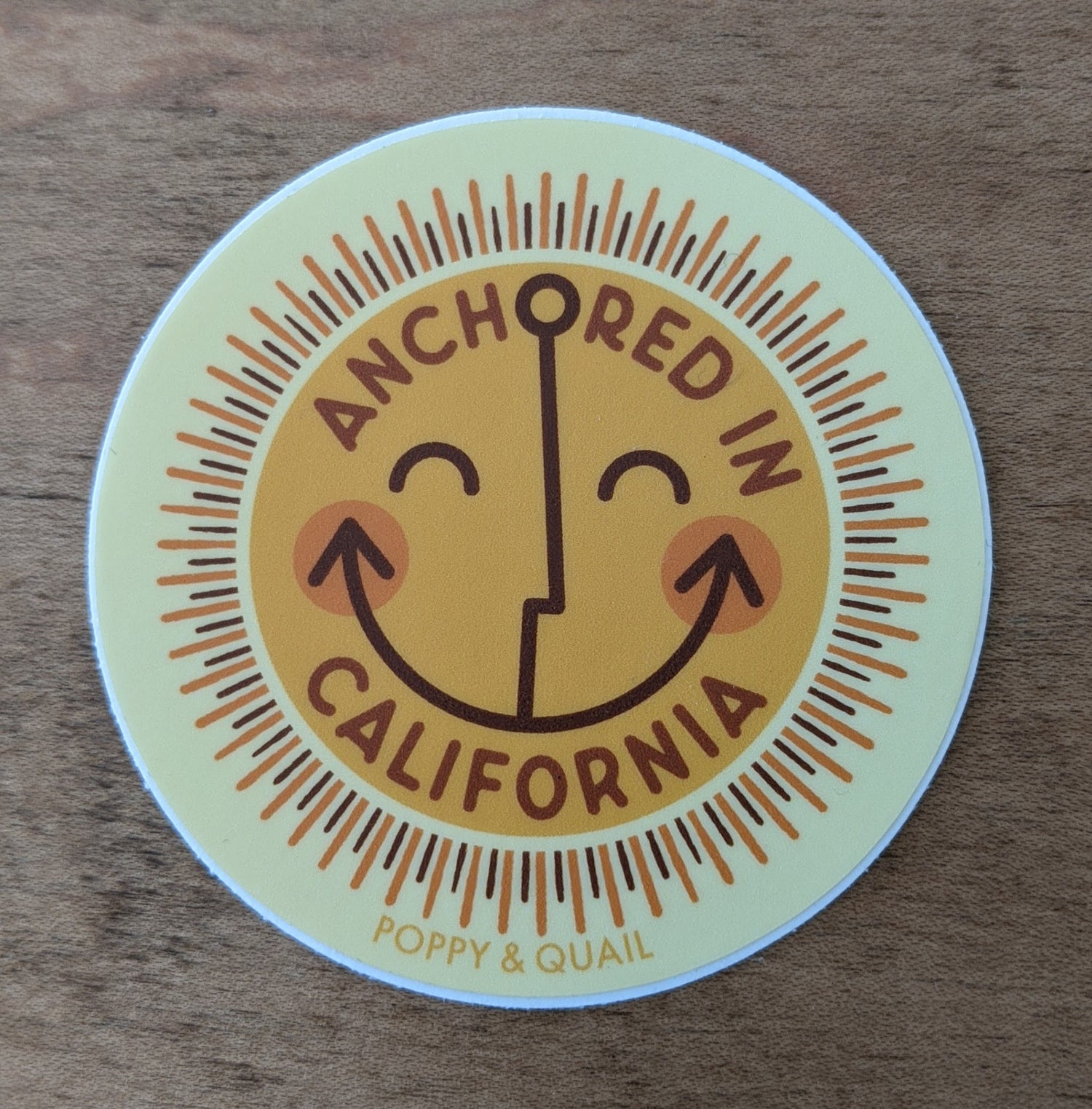 Anchored in CA sunshine sticker
